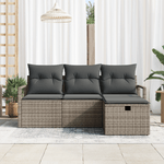 Casa si Gradina - Gradina si terasa - Mobilier exterior - Canapele si fotolii gradina - Set de canapea de gradina  cu 4 piese cu perne Gri Ratan Poliester - Infinity.ro