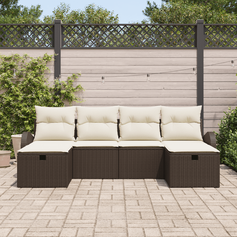 Casa si Gradina - Gradina si terasa - Mobilier exterior - Canapele si fotolii gradina - Set Canapea pentru Gradina de 6 Piese cu Perne Maro Ratan Poli - Infinity.ro