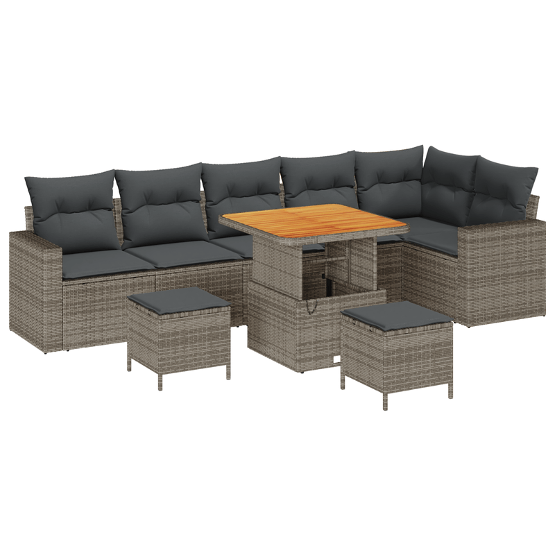 Casa si Gradina - Gradina si terasa - Mobilier exterior - Canapele si fotolii gradina - Set de canapea gradina cu 9 piese, perne gri din ratan poli Acacia - Infinity.ro