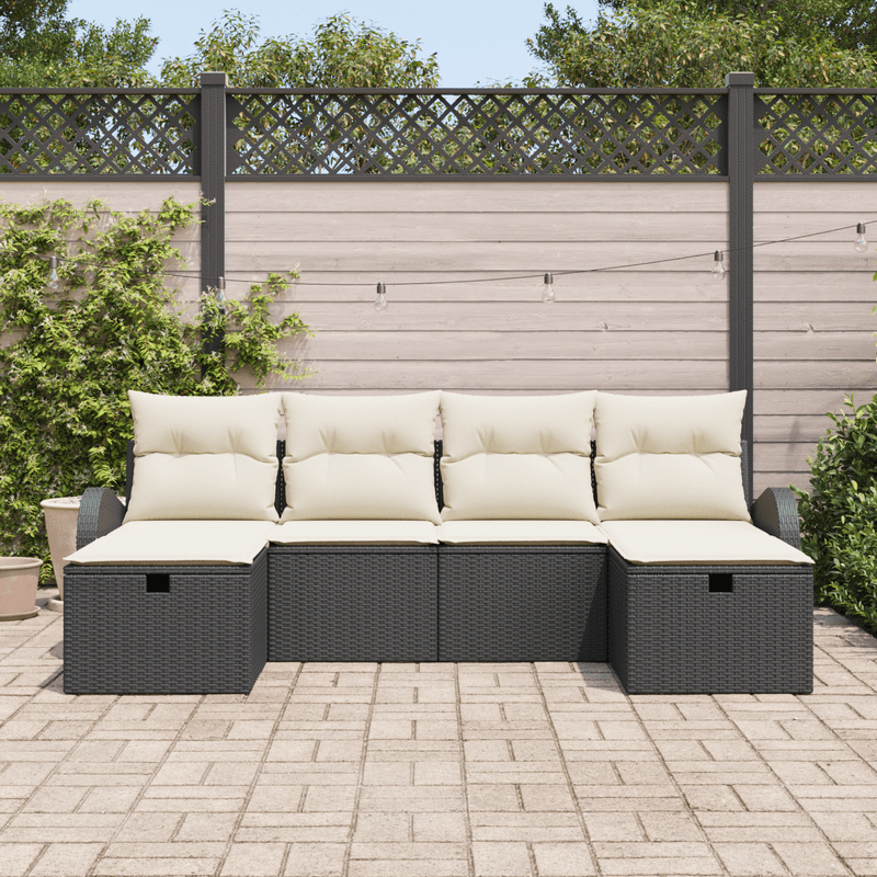 Casa si Gradina - Gradina si terasa - Mobilier exterior - Canapele si fotolii gradina - Set de canapea pentru gradina format din 6 piese cu perne Negru Poliratan - Infinity.ro