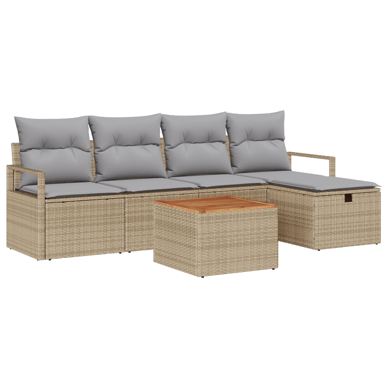 Casa si Gradina - Gradina si terasa - Mobilier exterior - Canapele si fotolii gradina - Set canapea de gradina  cu perne Bej din ratan poli - Infinity.ro