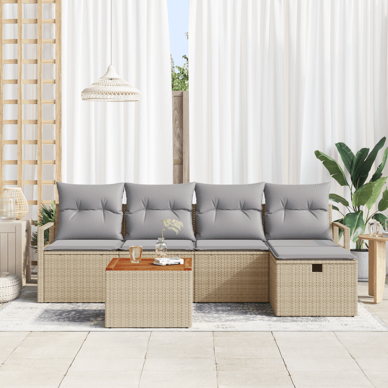 Casa si Gradina - Gradina si terasa - Mobilier exterior - Canapele si fotolii gradina - Set canapea de gradina  cu perne Bej din ratan poli - Infinity.ro
