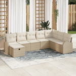 Casa si Gradina - Gradina si terasa - Mobilier exterior - Canapele si fotolii gradina - Set canapea de gradina cu 8 piese cu perne Bej din ratan poli - Infinity.ro