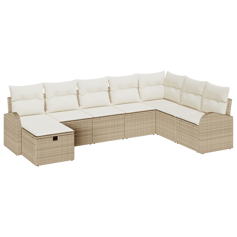 Casa si Gradina - Gradina si terasa - Mobilier exterior - Canapele si fotolii gradina - Set canapea de gradina cu 8 piese cu perne Bej din ratan poli - Infinity.ro