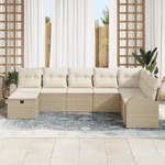 Casa si Gradina - Gradina si terasa - Mobilier exterior - Canapele si fotolii gradina - Set canapea de gradina cu 8 piese cu perne Bej din ratan poli - Infinity.ro