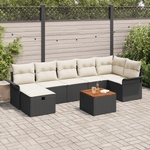 Casa si Gradina - Gradina si terasa - Mobilier exterior - Canapele si fotolii gradina - Set de Canapea pentru Gradina 8 Piese cu Pernute Negru din Poliratan - Infinity.ro