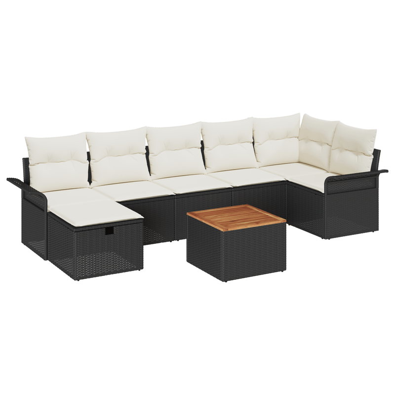 Casa si Gradina - Gradina si terasa - Mobilier exterior - Canapele si fotolii gradina - Set de Canapea pentru Gradina 8 Piese cu Pernute Negru din Poliratan - Infinity.ro