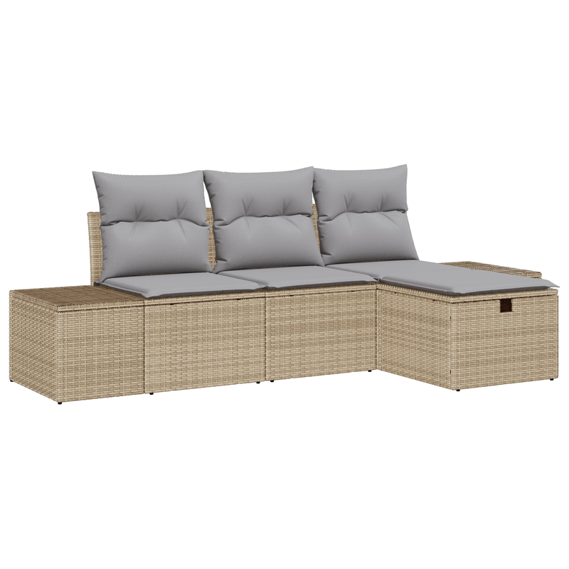 Casa si Gradina - Gradina si terasa - Mobilier exterior - Canapele si fotolii gradina - Set de canapea de gradina cu perne Bej Ratan Poli - Infinity.ro
