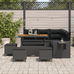 Casa si Gradina - Gradina si terasa - Mobilier exterior - Canapele si fotolii gradina - Set Canapea Gradina 9 Piese cu Perne - Poli Ratan Negru Acacia - Infinity.ro