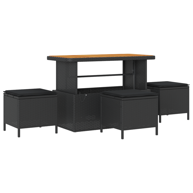 Casa si Gradina - Gradina si terasa - Mobilier exterior - Canapele si fotolii gradina - Set Canapea Gradina 9 Piese cu Perne - Poli Ratan Negru Acacia - Infinity.ro