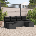 Casa si Gradina - Gradina si terasa - Mobilier exterior - Canapele si fotolii gradina - Set de canapea de gradina cu 6 piese si perne din ratan poli negru - Infinity.ro