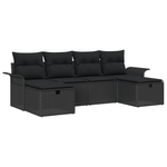 Casa si Gradina - Gradina si terasa - Mobilier exterior - Canapele si fotolii gradina - Set de canapea de gradina cu 6 piese si perne din ratan poli negru - Infinity.ro