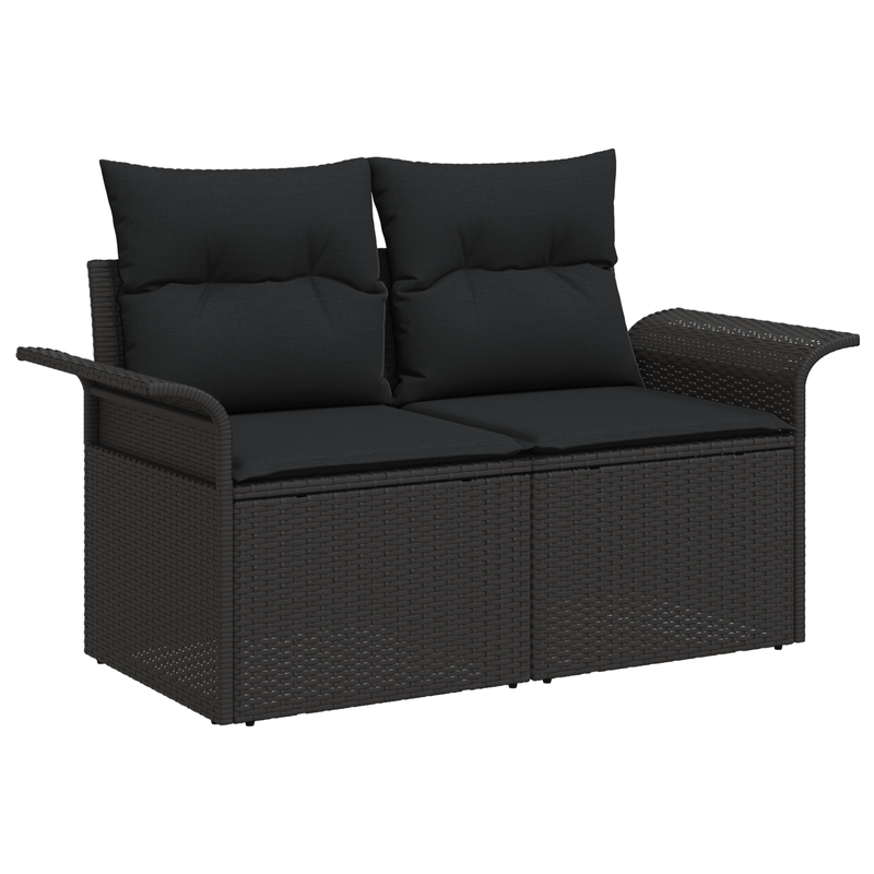 Casa si Gradina - Gradina si terasa - Mobilier exterior - Canapele si fotolii gradina - Set de canapea de gradina cu 6 piese si perne din ratan poli negru - Infinity.ro