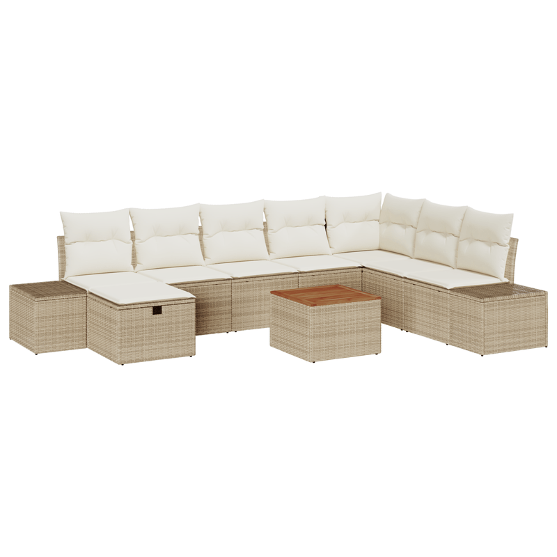 Casa si Gradina - Gradina si terasa - Mobilier exterior - Canapele si fotolii gradina - Set de Canapea pentru Gradina 9 Piese cu Perne Bej din RatanSintetic - Infinity.ro
