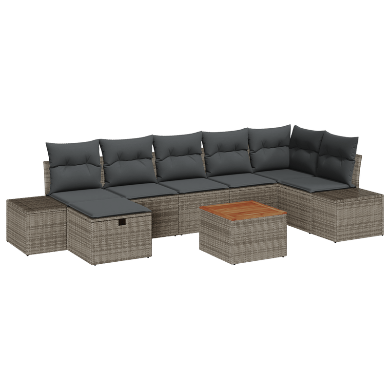 Casa si Gradina - Gradina si terasa - Mobilier exterior - Canapele si fotolii gradina - Set de canapele de gradina de 8 piese cu perne Gri Ratan Sintetic - Infinity.ro