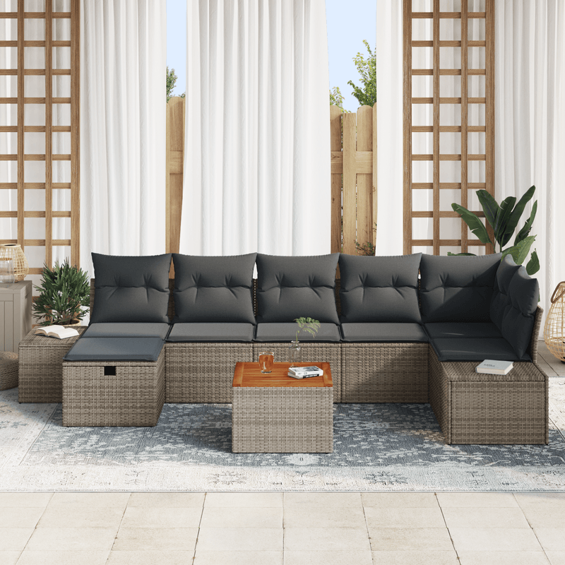 Casa si Gradina - Gradina si terasa - Mobilier exterior - Canapele si fotolii gradina - Set de canapele de gradina de 8 piese cu perne Gri Ratan Sintetic - Infinity.ro