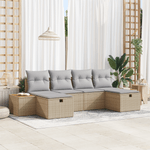 Casa si Gradina - Gradina si terasa - Mobilier exterior - Canapele si fotolii gradina - Set de canapea de gradina  cu 6 piese si perne bej din poliratan - Infinity.ro