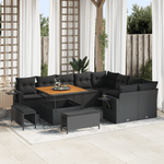 Casa si Gradina - Gradina si terasa - Mobilier exterior - Canapele si fotolii gradina - Set Canapea Gradina de 12 Piese cu Perna Ratan Negru Poliratan Acacia - Infinity.ro
