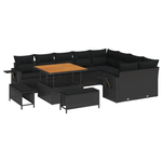 Casa si Gradina - Gradina si terasa - Mobilier exterior - Canapele si fotolii gradina - Set Canapea Gradina de 12 Piese cu Perna Ratan Negru Poliratan Acacia - Infinity.ro