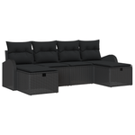 Casa si Gradina - Gradina si terasa - Mobilier exterior - Canapele si fotolii gradina - Set Canapea de Gradina cu 6 piese cu Pernute Negru Ratan Polimerizat - Infinity.ro