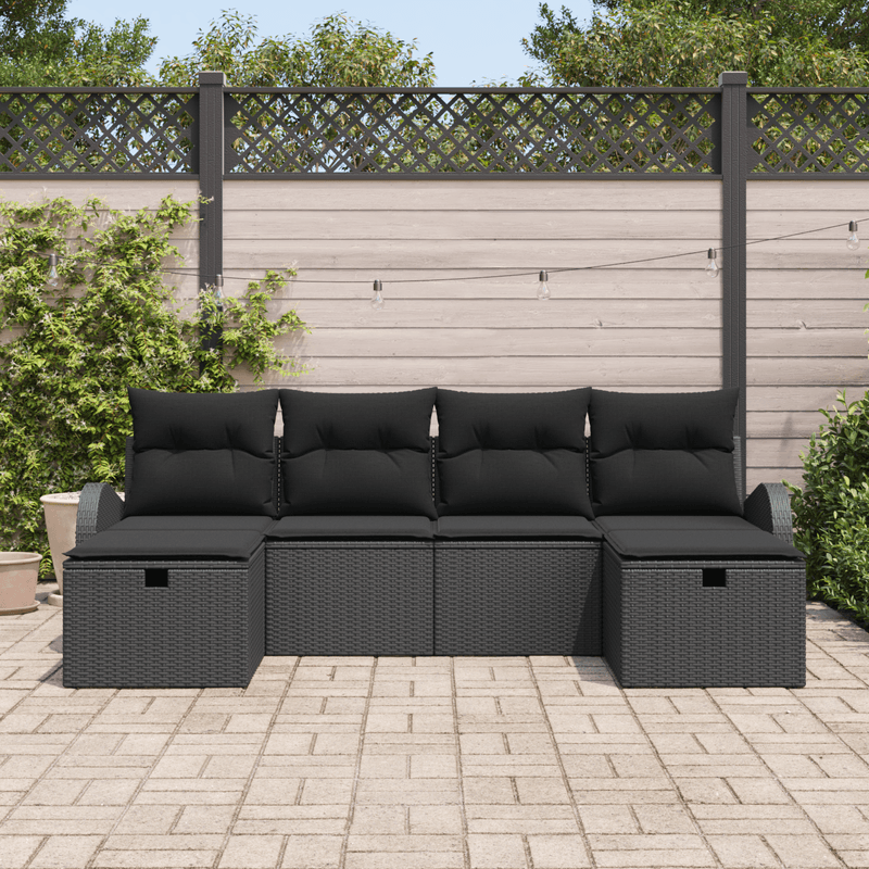Casa si Gradina - Gradina si terasa - Mobilier exterior - Canapele si fotolii gradina - Set Canapea de Gradina cu 6 piese cu Pernute Negru Ratan Polimerizat - Infinity.ro