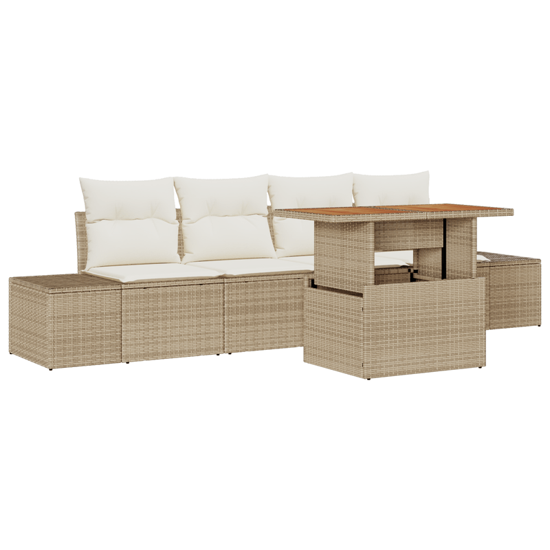 Casa si Gradina - Gradina si terasa - Mobilier exterior - Canapele si fotolii gradina - Set de Canapele pentru Gradina cu Perna Bej Poliratan - Infinity.ro