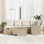 Casa si Gradina - Gradina si terasa - Mobilier exterior - Canapele si fotolii gradina - Set canapea gradina  7 piese cu perne Bej Ratan Poly - Infinity.ro