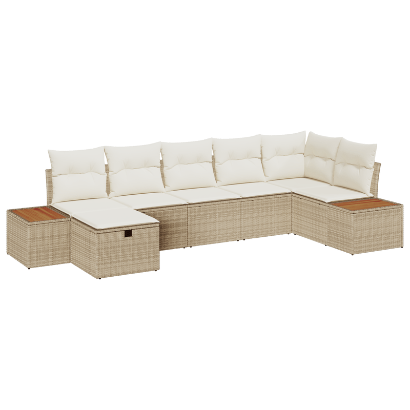 Casa si Gradina - Gradina si terasa - Mobilier exterior - Canapele si fotolii gradina - Set Canapea Gradina de 7 Piese cu Perne Bej Ratan Polimerizat - Infinity.ro