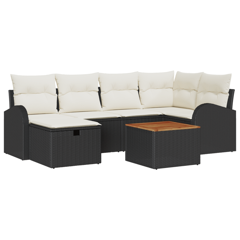 Casa si Gradina - Gradina si terasa - Mobilier exterior - Seturi mobila gradina - Set de Canapea cu 7 Piese cu Perne Negru Ratan Polimer - Infinity.ro