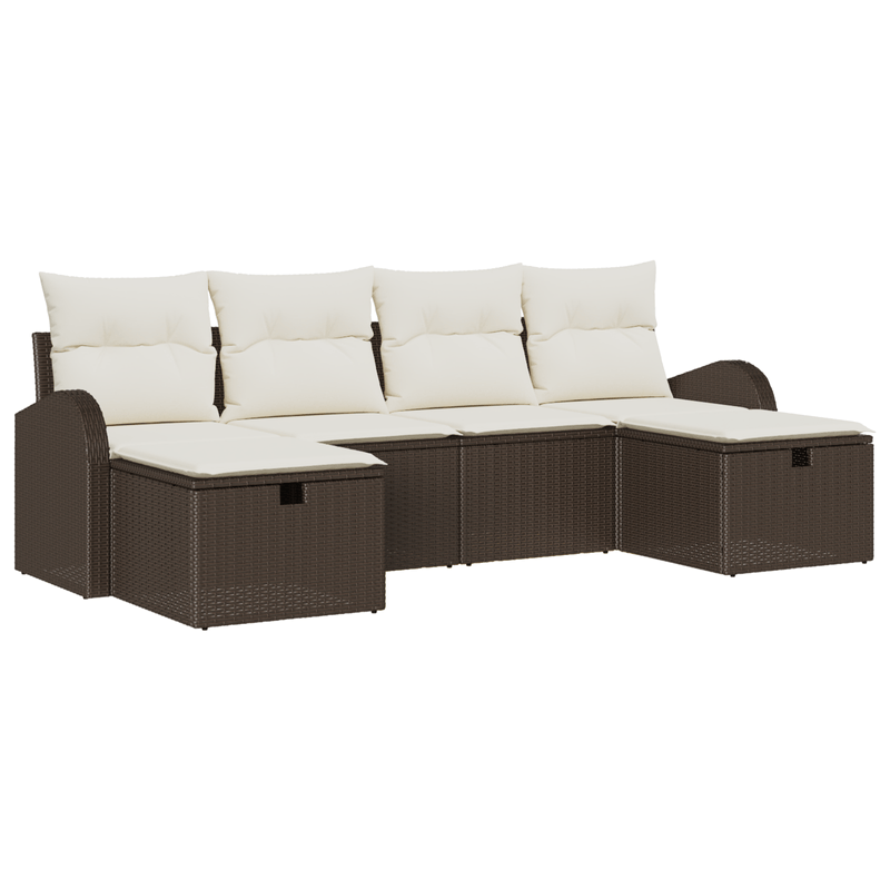 Casa si Gradina - Gradina si terasa - Mobilier exterior - Canapele si fotolii gradina - Set canapea de gradina  6 piese cu perne Maro Poli Ratan - Infinity.ro