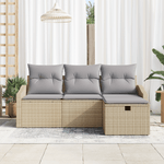 Casa si Gradina - Gradina si terasa - Mobilier exterior - Canapele si fotolii gradina - Set de 4 piese de canapea de gradina cu perne bej din ratan poli - Infinity.ro