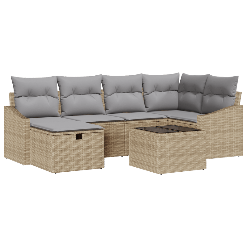 Casa si Gradina - Gradina si terasa - Mobilier exterior - Canapele si fotolii gradina - Set canapea gradina cu perne Bej din ratan poli - Infinity.ro