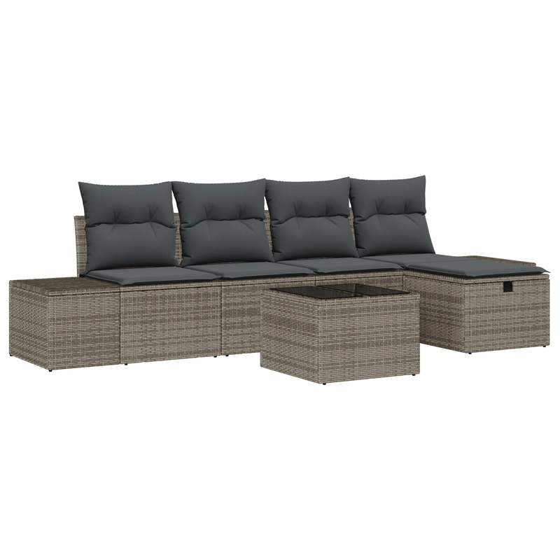 Casa si Gradina - Gradina si terasa - Mobilier exterior - Canapele si fotolii gradina - Set Canapea Gradina cu Perne Gri Poliratan - Infinity.ro