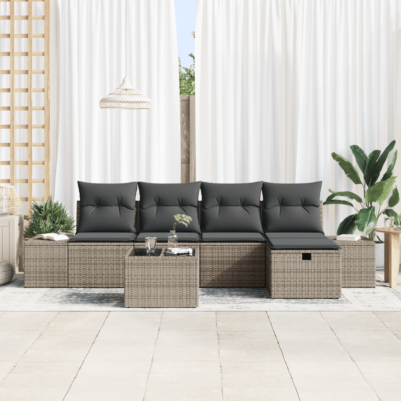 Casa si Gradina - Gradina si terasa - Mobilier exterior - Canapele si fotolii gradina - Set Canapea Gradina cu Perne Gri Poliratan - Infinity.ro