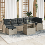 Casa si Gradina - Gradina si terasa - Mobilier exterior - Canapele si fotolii gradina - Set Canapea Gradina  cu 8 Piese si Perne Gri Deschis Ratan Polimer - Infinity.ro