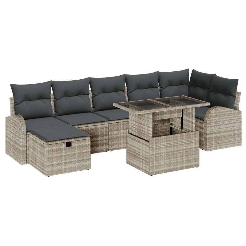 Casa si Gradina - Gradina si terasa - Mobilier exterior - Canapele si fotolii gradina - Set Canapea Gradina  cu 8 Piese si Perne Gri Deschis Ratan Polimer - Infinity.ro