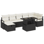 Casa si Gradina - Gradina si terasa - Mobilier exterior - Canapele si fotolii gradina - Set de Canapea de Gradina  cu 8 Piese si Perne Negru Ratan PE - Infinity.ro