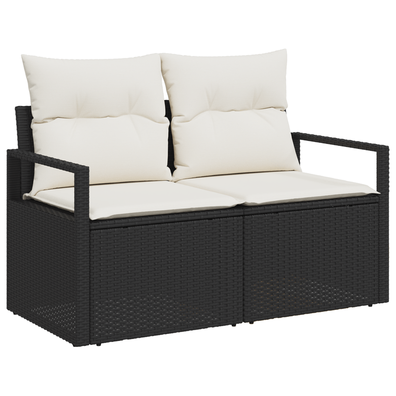 Casa si Gradina - Gradina si terasa - Mobilier exterior - Canapele si fotolii gradina - Set de Canapea de Gradina  cu 8 Piese si Perne Negru Ratan PE - Infinity.ro