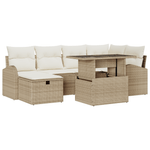 Casa si Gradina - Gradina si terasa - Mobilier exterior - Canapele si fotolii gradina - Set Canapea Gradina  7 Piese cu Perne Bej Ratan Polimeric - Infinity.ro