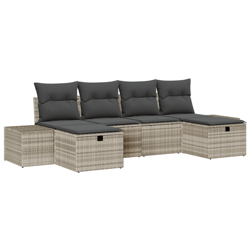 Casa si Gradina - Gradina si terasa - Mobilier exterior - Canapele si fotolii gradina - Set Canapea Gradina cu Perna Gri Deschis din Rattan Poli - Infinity.ro