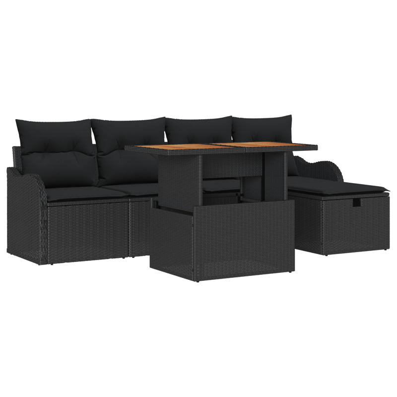 Casa si Gradina - Gradina si terasa - Mobilier exterior - Canapele si fotolii gradina - Set Canapea Gradina 6 Piese cu Perne Ratan Poli Negru - Infinity.ro