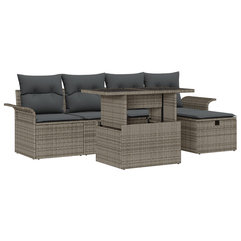 Casa si Gradina - Gradina si terasa - Mobilier exterior - Canapele si fotolii gradina - Set canapele gradina de 6 piese cu perne gri din ratan poli - Infinity.ro