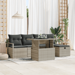 Casa si Gradina - Gradina si terasa - Mobilier exterior - Canapele si fotolii gradina - Set canapele gradina 6 piese cu perne gri deschis din ratan poliester - Infinity.ro