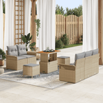 Casa si Gradina - Gradina si terasa - Mobilier exterior - Canapele si fotolii gradina - Set de Canapea de Gradina de 8 Piese cu Perne Bej Poli Ratan Acacia - Infinity.ro