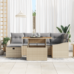 Casa si Gradina - Gradina si terasa - Mobilier exterior - Canapele si fotolii gradina - Set de 7 Piese Sofa Gradina cu Perne Bej Ratan Poli - Infinity.ro