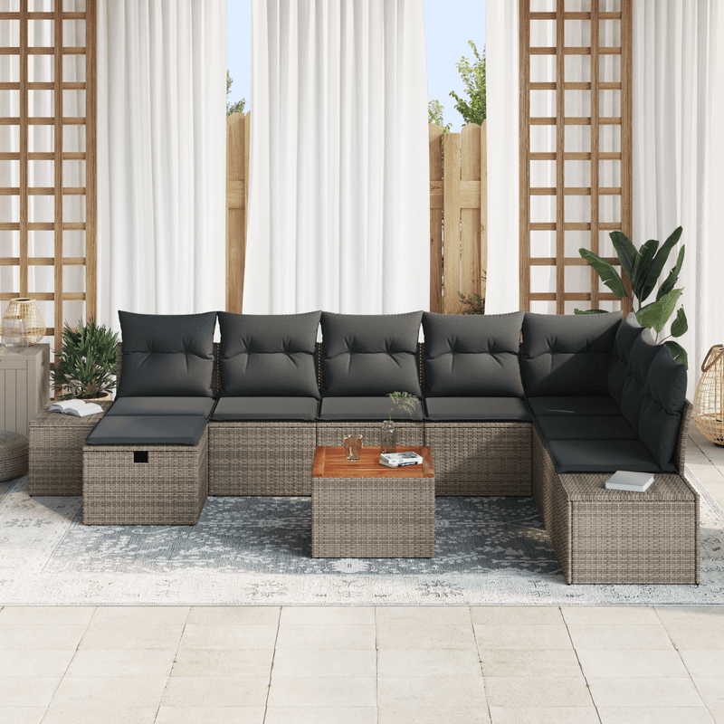 Casa si Gradina - Gradina si terasa - Mobilier exterior - Canapele si fotolii gradina - Set de 9 piese Canapea Gradina cu Perne Gri Poli Ratan - Infinity.ro
