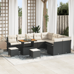Casa si Gradina - Gradina si terasa - Mobilier exterior - Canapele si fotolii gradina - Set de Sofa pentru Gradina de 12 Piese cu Perna Negru din Poliratan Acacia - Infinity.ro