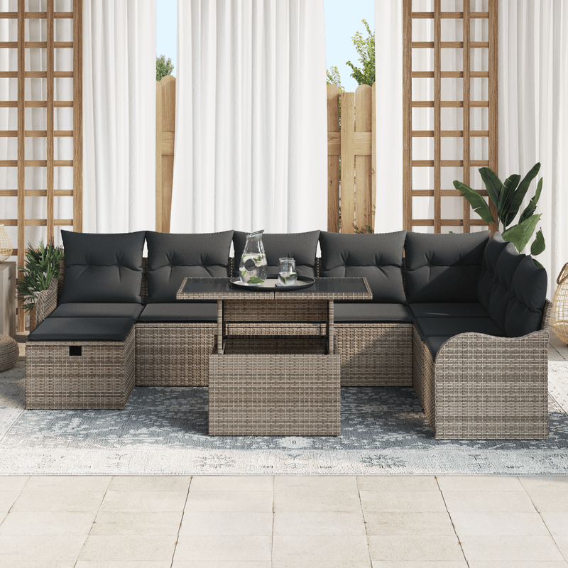 Casa si Gradina - Gradina si terasa - Mobilier exterior - Canapele si fotolii gradina - Set canapele gradina 9 piese perne gri ratan poli - Infinity.ro