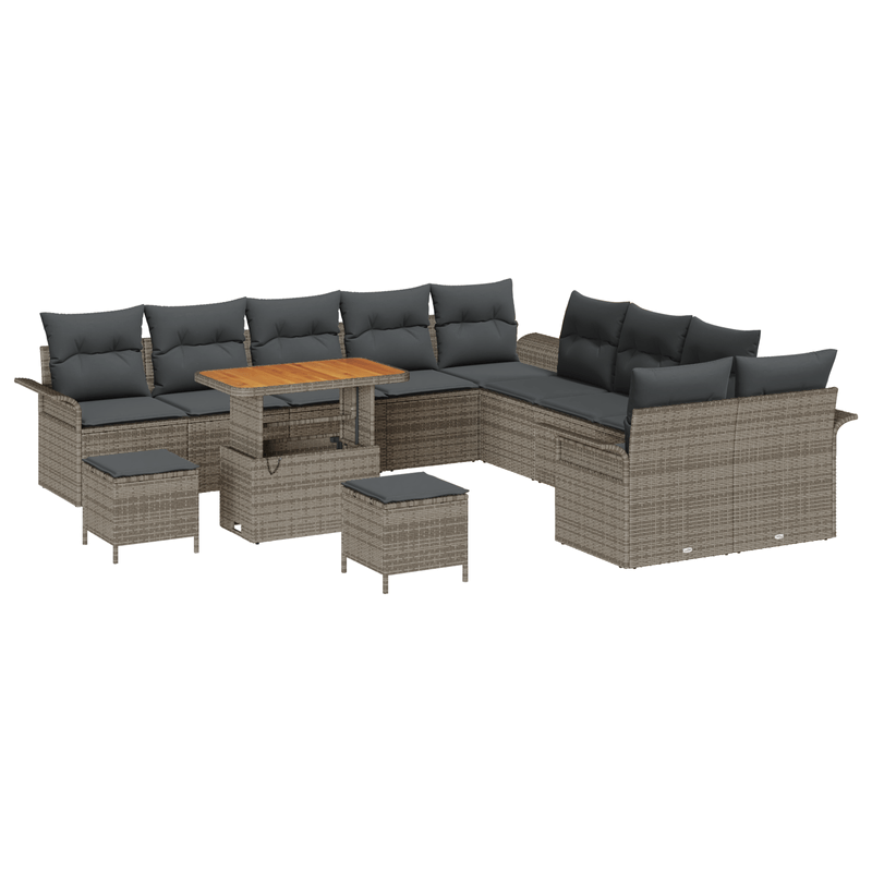 Casa si Gradina - Gradina si terasa - Mobilier exterior - Canapele si fotolii gradina - Set de Canapele de Gradina  13 Piese cu Perne Gri Ratan Sintetic Acacia - Infinity.ro