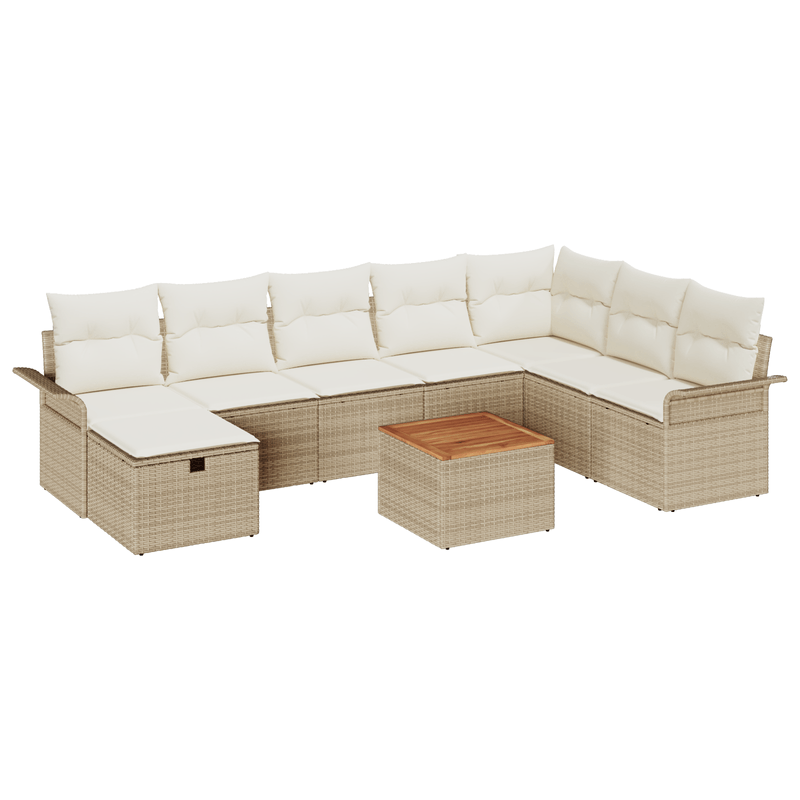 Casa si Gradina - Gradina si terasa - Mobilier exterior - Canapele si fotolii gradina - Set Sofa Gradina 9 Piese cu Perne Ratan Polimer Bej - Infinity.ro